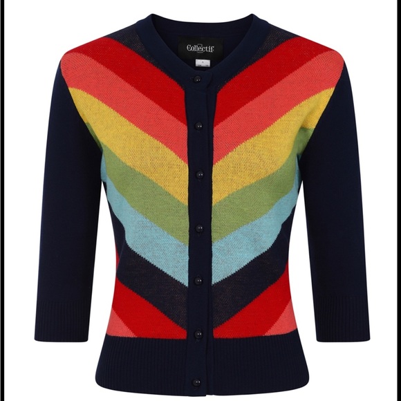 Collectif Sweaters - NEW Collectif serenity rainbow 🌈 cardigan pride rockabilly pinup